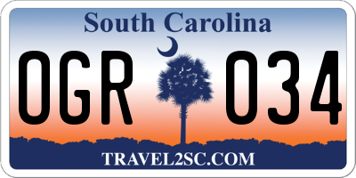 SC license plate OGR034