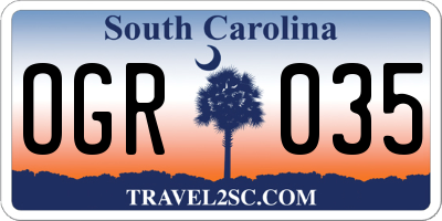 SC license plate OGR035