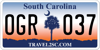 SC license plate OGR037
