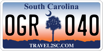 SC license plate OGR040