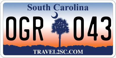 SC license plate OGR043