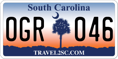 SC license plate OGR046