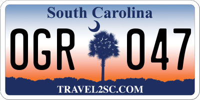SC license plate OGR047
