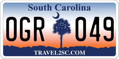 SC license plate OGR049