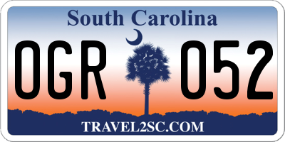 SC license plate OGR052