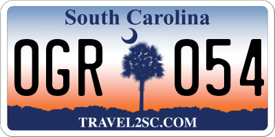 SC license plate OGR054