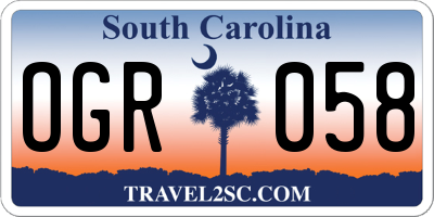 SC license plate OGR058