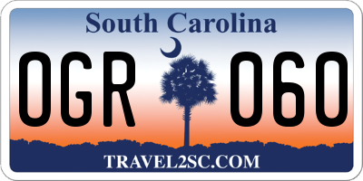 SC license plate OGR060