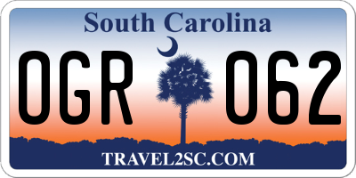 SC license plate OGR062