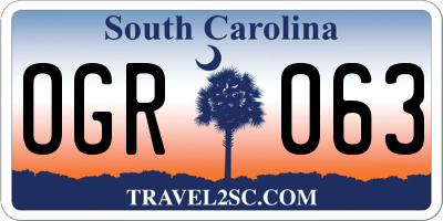 SC license plate OGR063