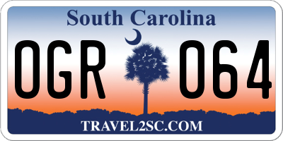 SC license plate OGR064
