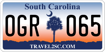 SC license plate OGR065