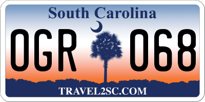 SC license plate OGR068