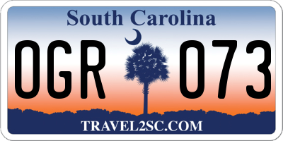 SC license plate OGR073
