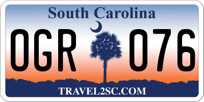 SC license plate OGR076