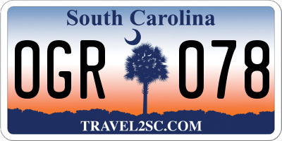 SC license plate OGR078