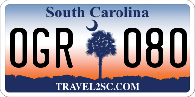 SC license plate OGR080