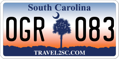 SC license plate OGR083