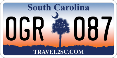 SC license plate OGR087