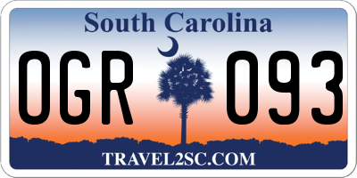 SC license plate OGR093