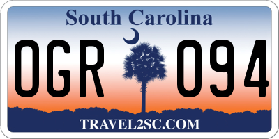 SC license plate OGR094