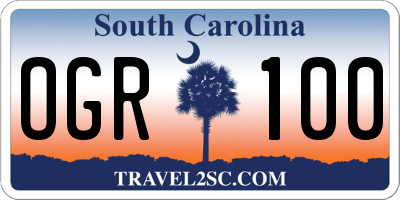 SC license plate OGR100