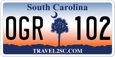 SC license plate OGR102