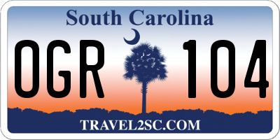 SC license plate OGR104