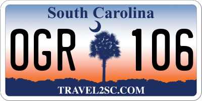 SC license plate OGR106