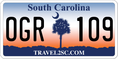 SC license plate OGR109