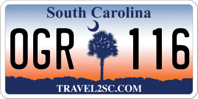 SC license plate OGR116