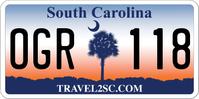 SC license plate OGR118