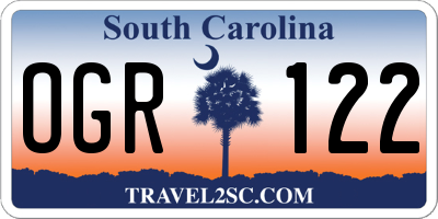 SC license plate OGR122