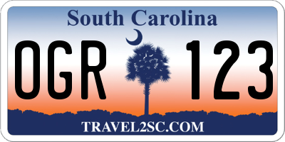 SC license plate OGR123
