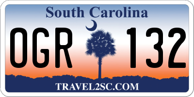 SC license plate OGR132