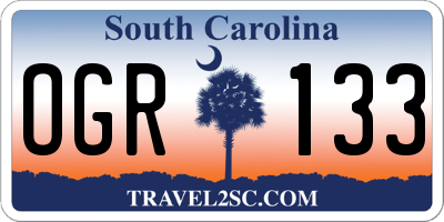 SC license plate OGR133