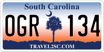 SC license plate OGR134