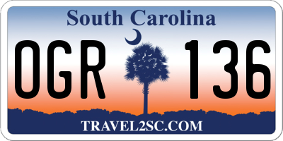 SC license plate OGR136