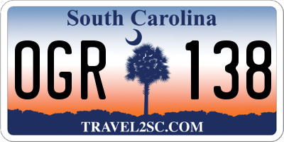 SC license plate OGR138