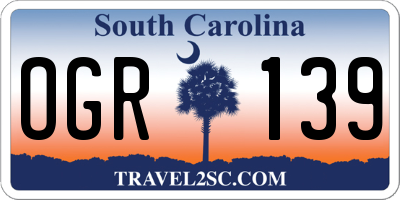 SC license plate OGR139
