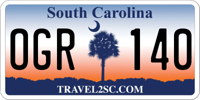SC license plate OGR140