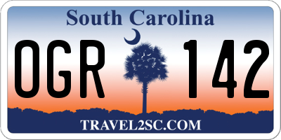 SC license plate OGR142