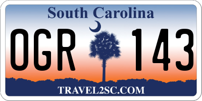 SC license plate OGR143