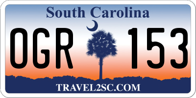 SC license plate OGR153