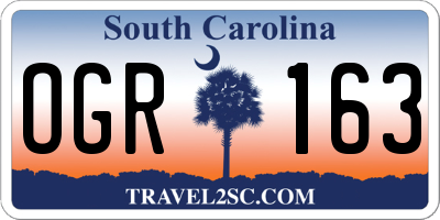 SC license plate OGR163