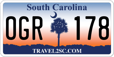 SC license plate OGR178