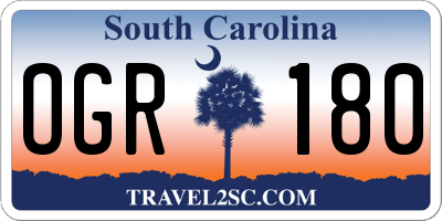 SC license plate OGR180