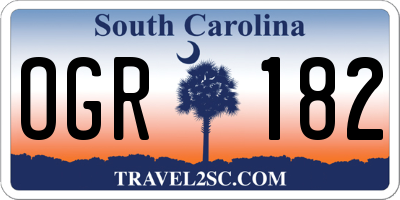 SC license plate OGR182