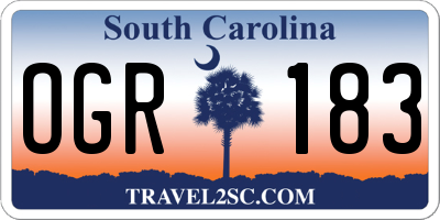 SC license plate OGR183