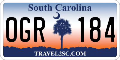 SC license plate OGR184